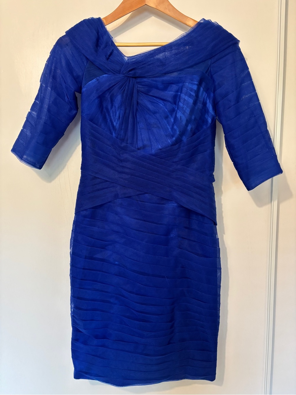 JJs House Royal Blue Cocktail Tulle Midi Dress Size 4-6 Prom Wiggle Dress Guest - Picture 2 of 12